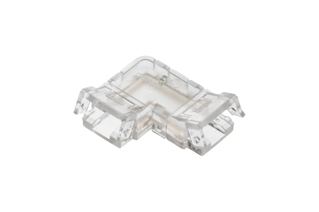 Transparent corner connector for COB LED strips