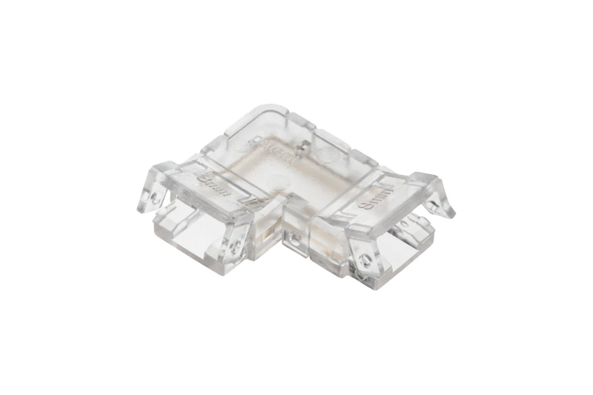 Transparent corner connector for COB LED strips