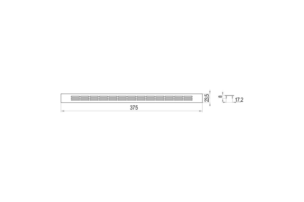 Aluminium ventilation grille 23.5 × 375 mm, REJS